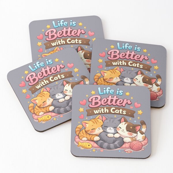 Item preview, Life Is Better With Cats – Cute Kawaii Cat Illustration for Cat Lovers designed and sold by Sonia dutta_art.