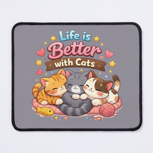 Item preview, Life Is Better With Cats – Cute Kawaii Cat Illustration for Cat Lovers designed and sold by Sonia dutta_art.