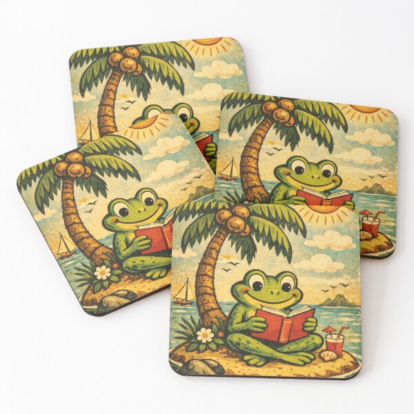 Item preview, Funny frog reads a book, vacation on an island designed and sold by Mauswohn.