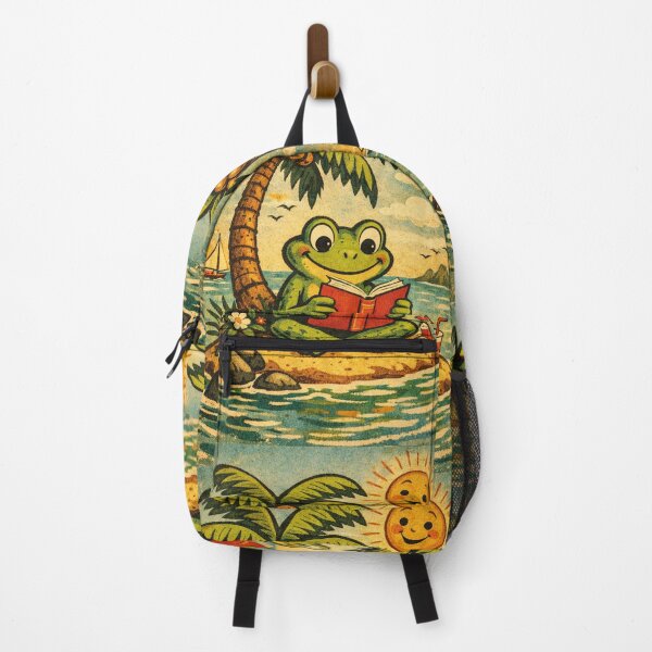 Item preview, Funny frog reads a book, vacation on an island designed and sold by Mauswohn.