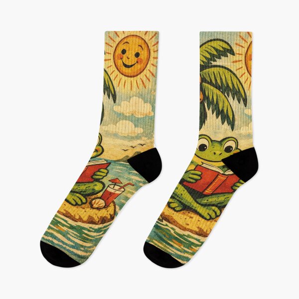Item preview, Funny frog reads a book, vacation on an island designed and sold by Mauswohn.