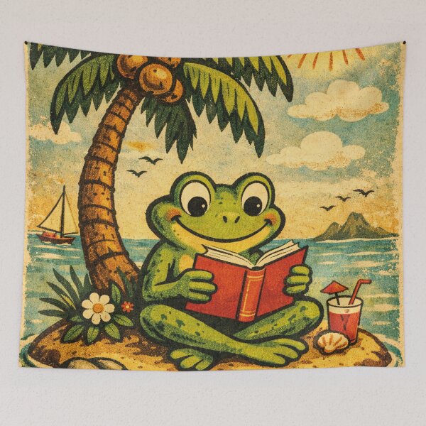 Item preview, Funny frog reads a book, vacation on an island designed and sold by Mauswohn.