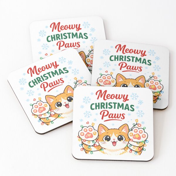 Item preview, Meowy Christmas Paws Cat T-Shirt & Sticker – Cute Holiday Cat Wrapped in Lights, Festive Snowflakes  designed and sold by ZyxDes.