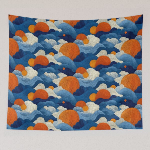 Item preview, Abstract Ocean Waves with Sunset Orbs designed and sold by Art of Ngu.