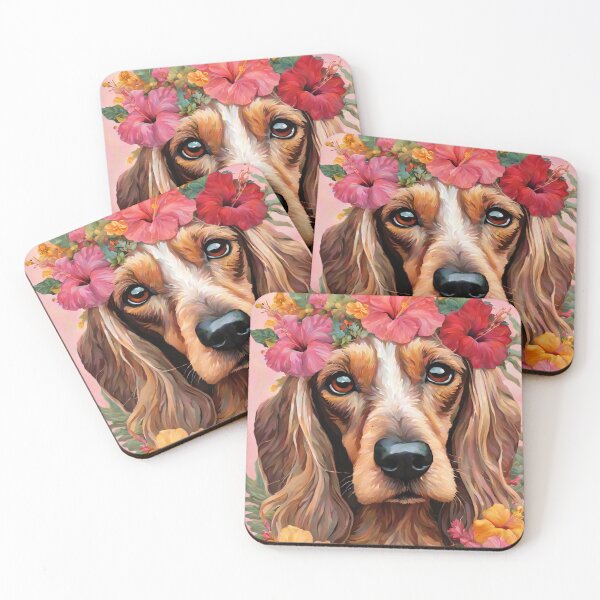Item preview, Dog with flower wreath, digital painting designed and sold by Mianku | Für das Leben.