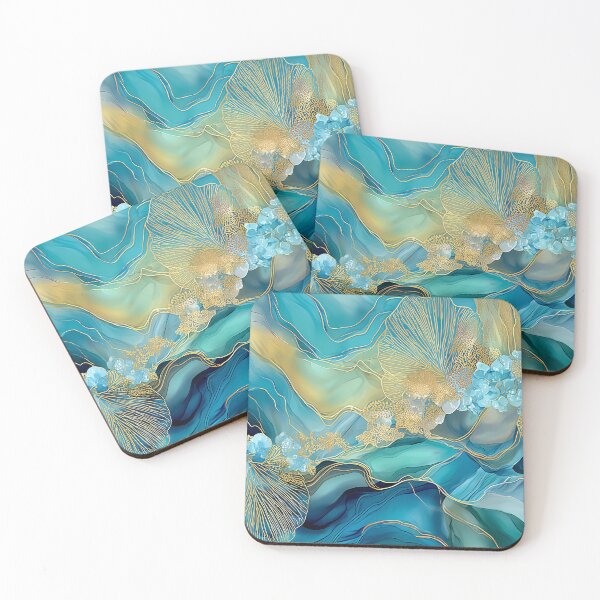 Item preview, Elegant Ocean Bloom with Gold Linework designed and sold by Art of Ngu.