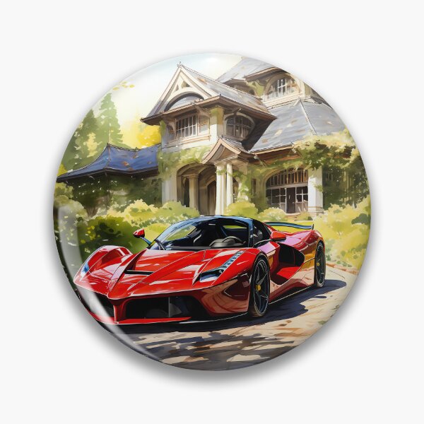 Item preview, Scarlet hybrid hypercar parked at sunlit mansion driveway designed and sold by RevUpDesign.