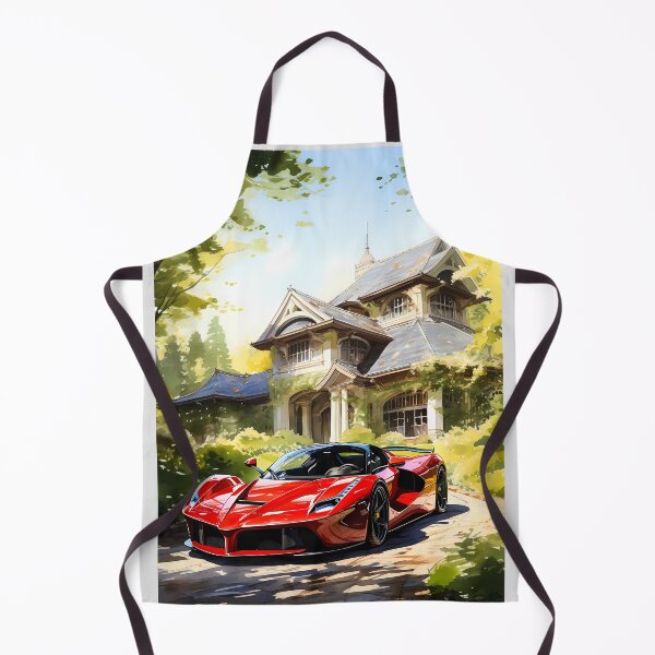 Item preview, Scarlet hybrid hypercar parked at sunlit mansion driveway designed and sold by RevUpDesign.