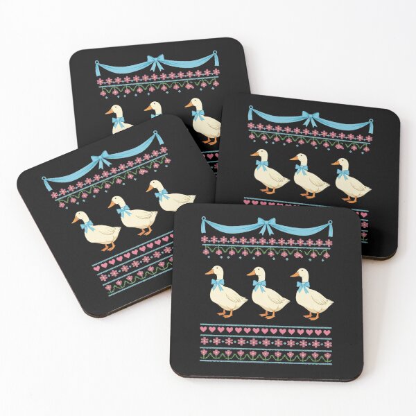 Item preview, Vintage Cottagecore Ducks - Three White Geese with Blue Bows designed and sold by MotivaChic.