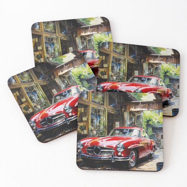 Item preview, Classic 50s sports car shining beside old workshop windows designed and sold by RevUpDesign.