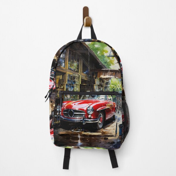 Item preview, Classic 50s sports car shining beside old workshop windows designed and sold by RevUpDesign.
