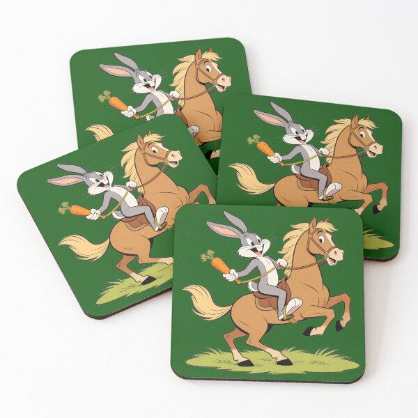 Item preview, Funny Cartoon Rabbit Riding Horse with Carrot – Western Parody Art designed and sold by zohocreations.