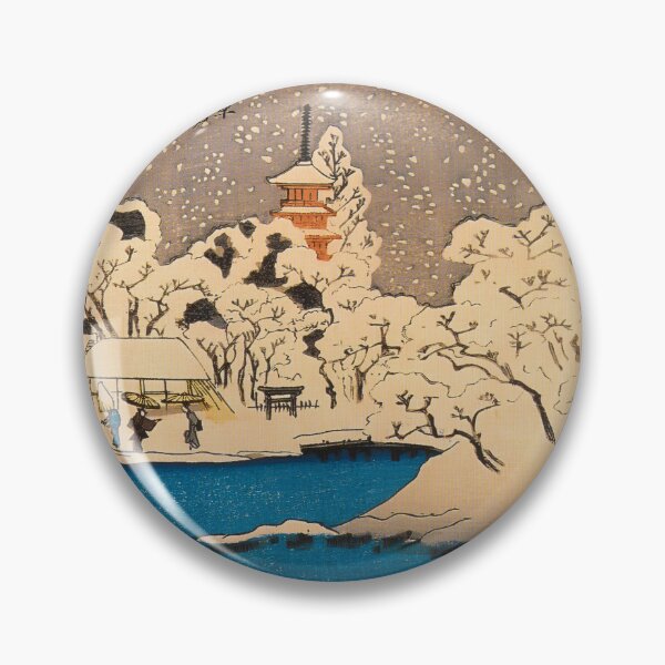 Item preview, Asakusa Temple in Snow - Vintage Japanese Woodblock Print designed and sold by Open Canvas.