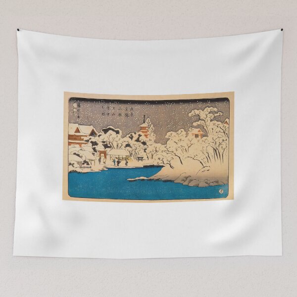Item preview, Asakusa Temple in Snow - Vintage Japanese Woodblock Print designed and sold by Open Canvas.