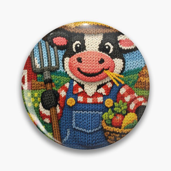 Item preview, funny knitted picture, cow as framer designed and sold by Mauswohn.