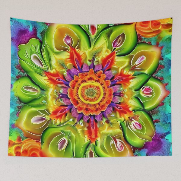 Item preview, Flower mandala in vibrant bursts of color designed and sold by Mianku | Für das Leben.