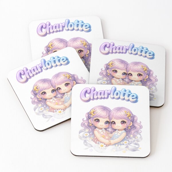 Item preview, Charlotte Gemini Twins – Zodiac Cute Fantasy Name Art designed and sold by AlexLineArt.