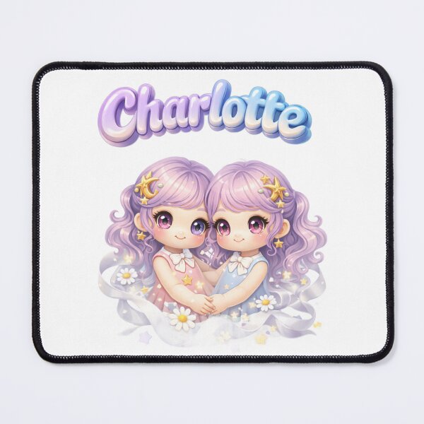 Item preview, Charlotte Gemini Twins – Zodiac Cute Fantasy Name Art designed and sold by AlexLineArt.