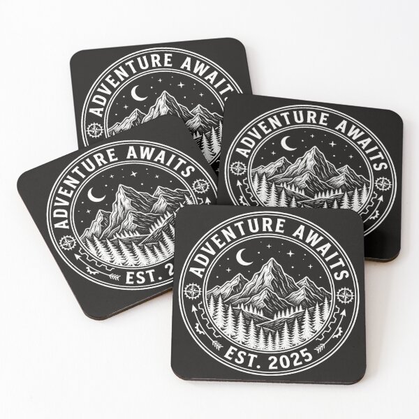 Item preview, Adventure Awaits Vintage Mountain Badge White designed and sold by L.U.S.A.