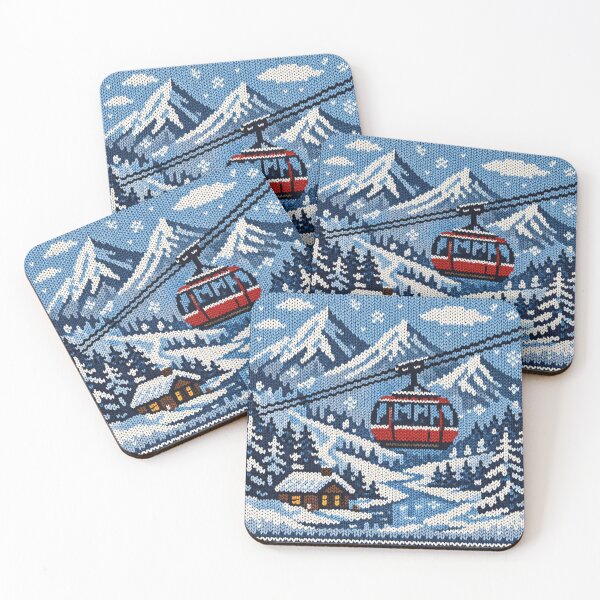 Item preview, Winter landscape with gondola, knitted picture designed and sold by Mauswohn.
