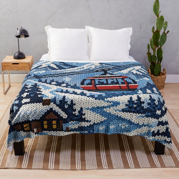 Item preview, Winter landscape with gondola, knitted picture designed and sold by Mauswohn.