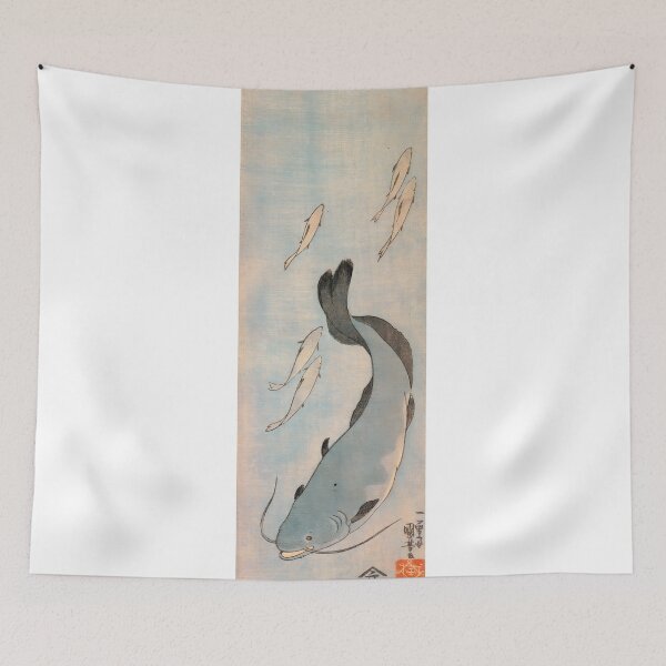 Item preview, Catfish and Small Fish - Vintage Japanese Marine Life Print designed and sold by Open Canvas.