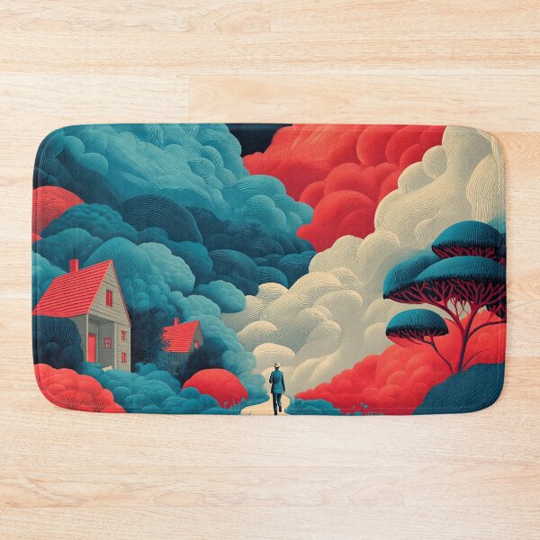 Item preview, Whimsical Village Stroll in Bold Color Clouds designed and sold by Art of Ngu.