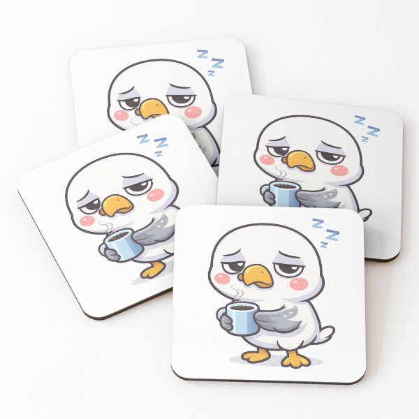 Item preview, Sleepy seagull with coffee – Funny morning grouch coastal humor designed and sold by Fies-und-Fein.