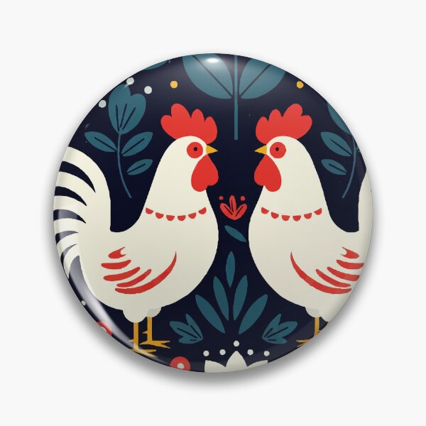 Artikelvorschau, Weiße Hähne im folkloristischen Stil entworfen und verkauft von Design4uStudio.