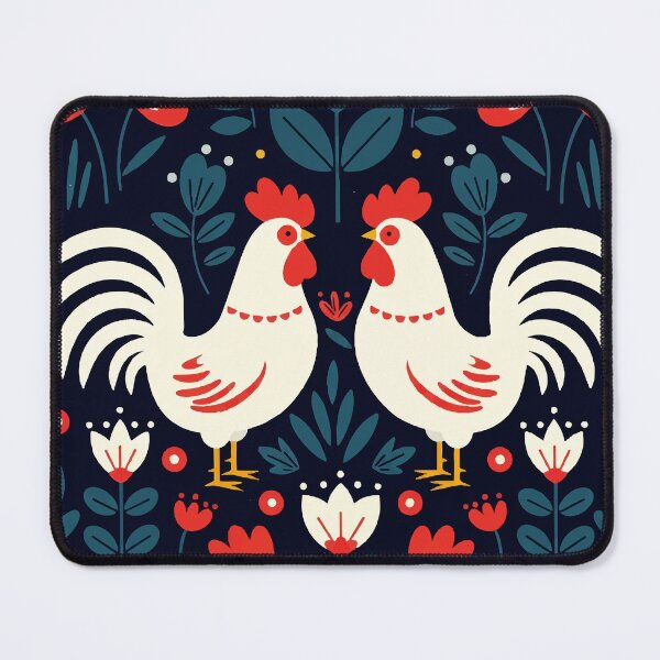 Artikelvorschau, Weiße Hähne im folkloristischen Stil entworfen und verkauft von Design4uStudio.