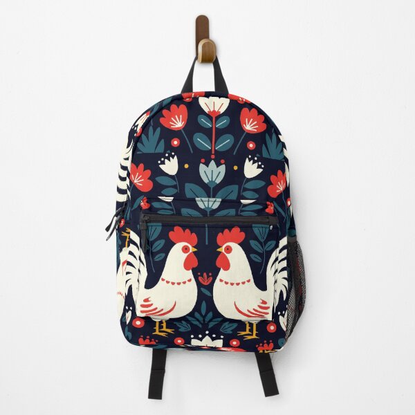 Item preview, White roosters in folkloristic style designed and sold by Design4uStudio.
