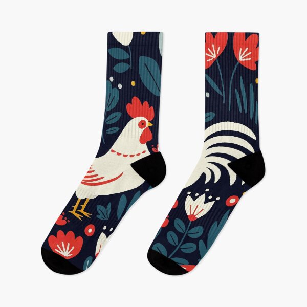 Artikelvorschau, Weiße Hähne im folkloristischen Stil entworfen und verkauft von Design4uStudio.