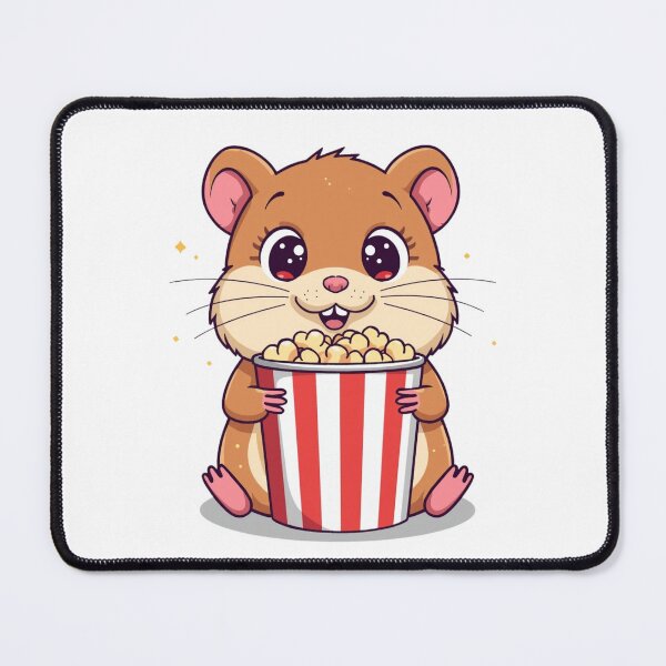 Item preview, Adorable Kawaii Hamster Eating Popcorn | Movie Night Snack designed and sold by SlomianyPisarz.