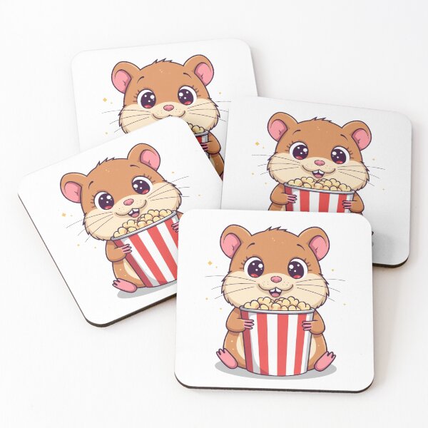 Item preview, Adorable Kawaii Hamster Eating Popcorn | Movie Night Snack designed and sold by SlomianyPisarz.