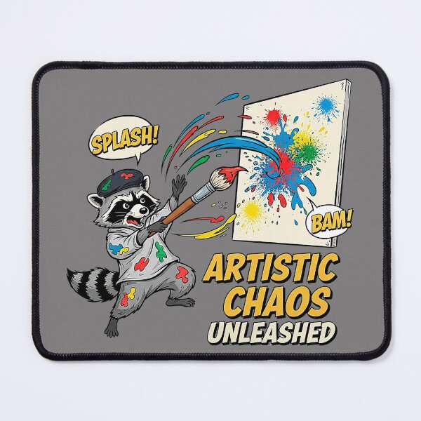 Item preview, Comic Book Style Raccoon Artist Unleashing Artistic Chaos designed and sold by SholoStudio.
