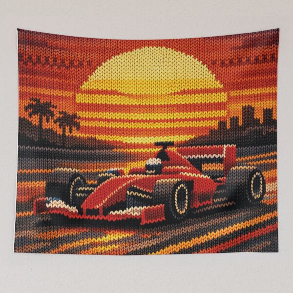 Item preview, Formula 1 car at sunset, cool knitted picture designed and sold by Mauswohn.
