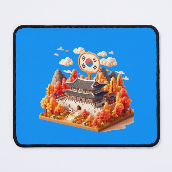 Item preview, Gyeongbokgung Palace Autumn – Cute 3D Korean Heritage Label with Flag , designed and sold by PaintMeWorld.