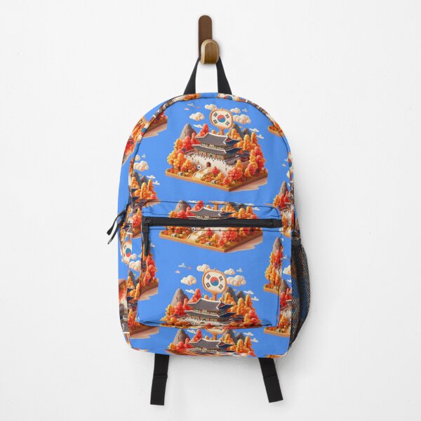 Item preview, Gyeongbokgung Palace Autumn – Cute 3D Korean Heritage Label with Flag , designed and sold by PaintMeWorld.