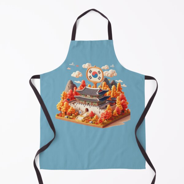 Item preview, Gyeongbokgung Palace Autumn – Cute 3D Korean Heritage Label with Flag , designed and sold by PaintMeWorld.