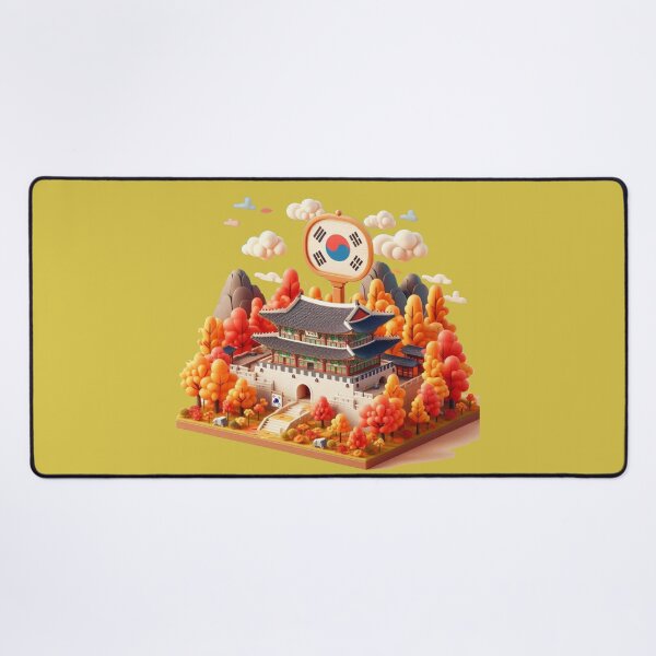 Item preview, Gyeongbokgung Palace Autumn – Cute 3D Korean Heritage Label with Flag , designed and sold by PaintMeWorld.