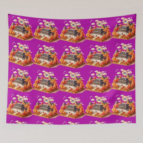 Item preview, Gyeongbokgung Palace Autumn – Cute 3D Korean Heritage Label with Flag , designed and sold by PaintMeWorld.