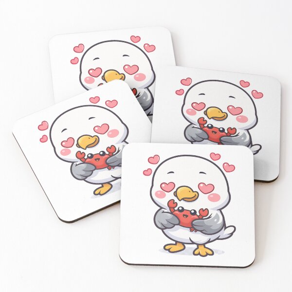 Item preview, Lovestruck seagull and crab – Cute coastal cartoon design with heart designed and sold by Fies-und-Fein.