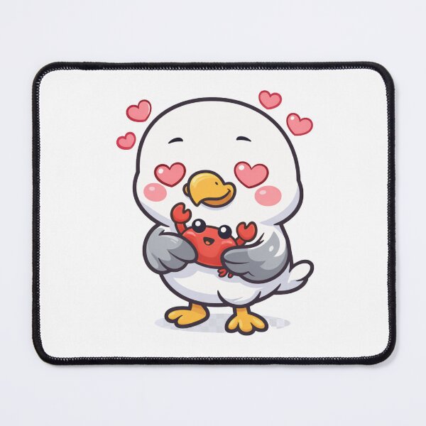 Item preview, Lovestruck seagull and crab – Cute coastal cartoon design with heart designed and sold by Fies-und-Fein.