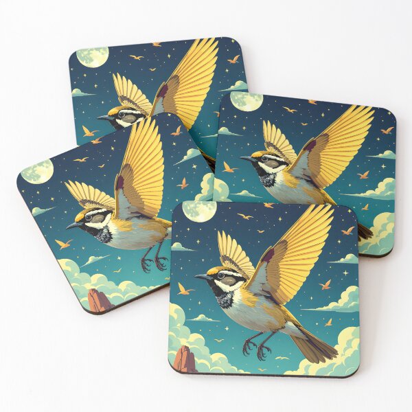 Item preview, Night Flight Bird Desert Moonscape Art designed and sold by AnimalAirtistry.