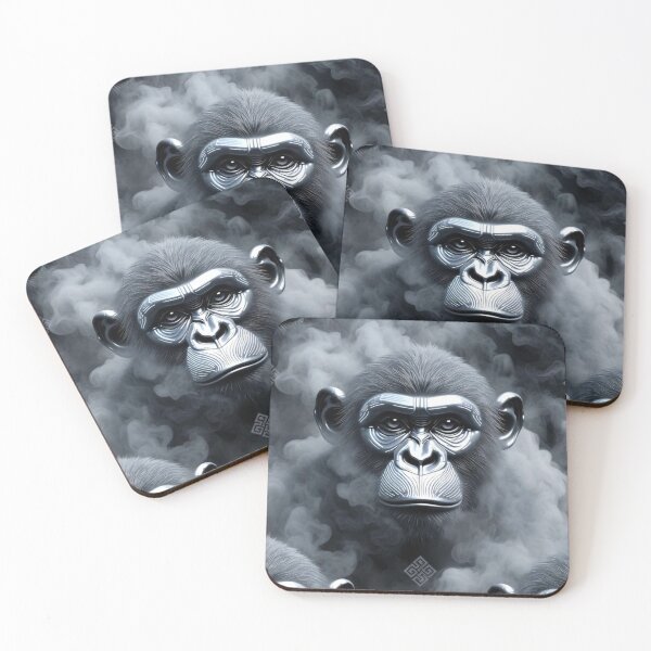 Item preview, Cybernetic Chrome Ape Seamless Pattern designed and sold by ChinzorigBAY.