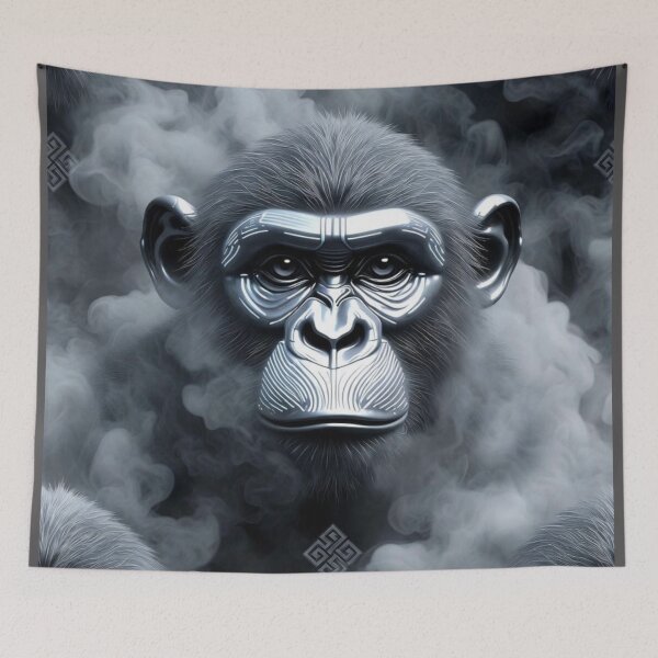 Item preview, Cybernetic Chrome Ape Seamless Pattern designed and sold by ChinzorigBAY.