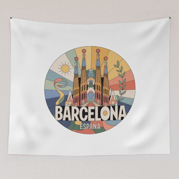 Item preview, Barcelona Spain Art - Modern Sagrada Familia Illustration designed and sold by CircinusStore.