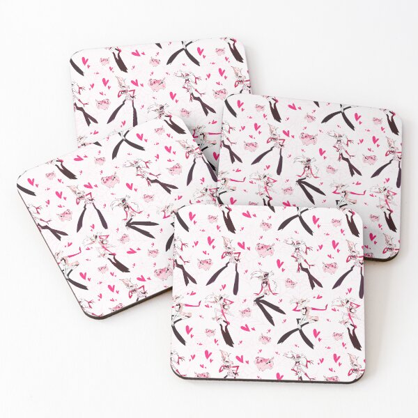 Item preview, Hazbin Hotel's Angel Dust & Fat Nuggets w/ Hearts & Spider Webs White Background designed and sold by Playful Patternz.