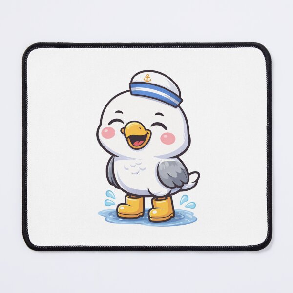 Item preview, Cheerful seagull with rubber boots – Cute maritime cartoon coastal design designed and sold by Fies-und-Fein.
