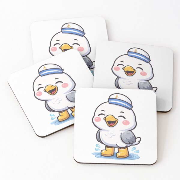 Item preview, Cheerful seagull with rubber boots – Cute maritime cartoon coastal design designed and sold by Fies-und-Fein.